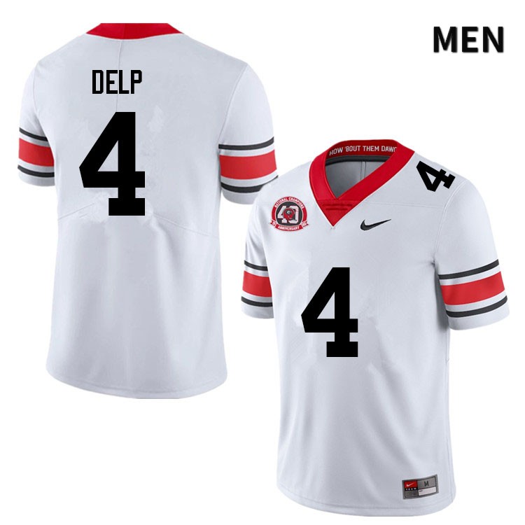 Georgia Bulldogs Men's Oscar Delp #4 White 1980 National Champions 40th Anniversary Stitched College UGA Football Jersey 23QI014JE